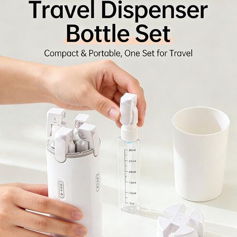 4-in-1 30ML Travel Size Dispenser Toiletries Bottles Set, Leak-Proof Refillable Containers Dispensers Labels Portable Toiletry Organizer Cup for Shampoo, Lotion, Soap Travel Essentials in Saudi Arabia