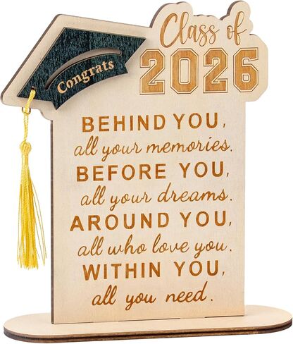 Graduation Decorations, Graduation Gifts for Class of 2026, Graduation Quote Wood Sign Desk Decor, Positive Behind You All Your Memories Wood Plaque with Stand Desk Decoration Grad Gift in Saudi Arabia