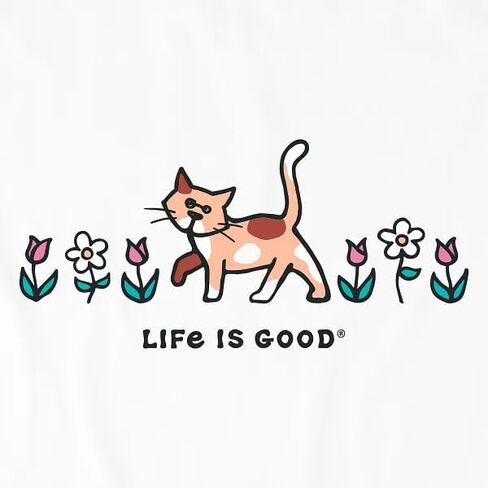 Life is Good Women's Al The Cat Flowers Short Sleeve Crusher-LITE Vee in Kuwait