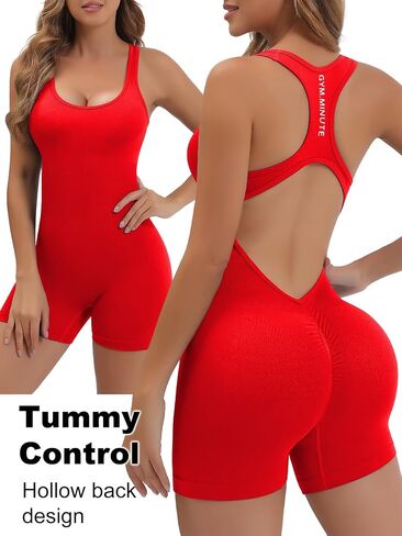 Women's Sleeveless Romper, Tummy Control Racerback Workout Bodycon Jumpsuits for Gym, Yoga & Fitness in Kuwait