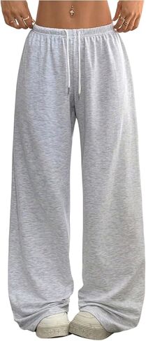 SweatyRocks Women's Baggy Wide Leg Drawstring Low Waist Pants Casual Sweatpants Long Trousers in Saudi Arabia