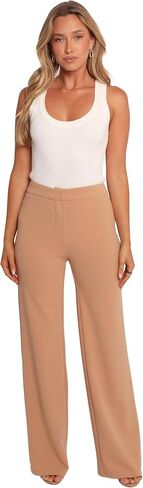 Petal & Pup Women's Liora-Flat-Front-Knit-Pants-Mocha in Saudi Arabia