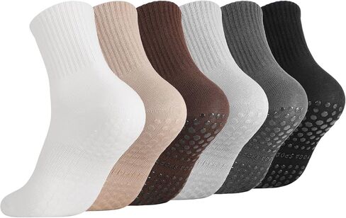 Pilates Socks with Grips for Men Women Hospital Non Slip Socks Soft Grippy Yoga Sock for Adult Elderly in Saudi Arabia