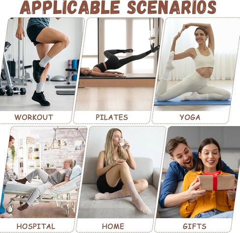Pilates Socks with Grips for Men Women Hospital Non Slip Socks Soft Grippy Yoga Sock for Adult Elderly in Saudi Arabia
