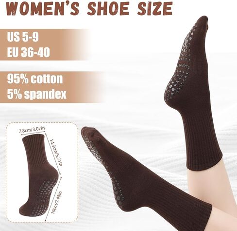 Pilates Socks with Grips for Men Women Hospital Non Slip Socks Soft Grippy Yoga Sock for Adult Elderly in Saudi Arabia