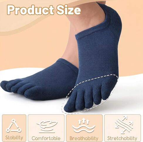 Amaxiu 4 Pairs Toe Socks for Women Men, No Show Low Cut Five Finger Cotton Running Sports Socks with Toes Separated in Kuwait