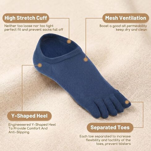 Amaxiu 4 Pairs Toe Socks for Women Men, No Show Low Cut Five Finger Cotton Running Sports Socks with Toes Separated in Kuwait