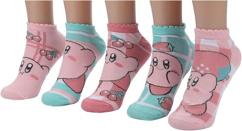 مجموعة جوارب الكاحل للسيدات من Bioworld Kirby Hearts & Cherries مكونة من 5 أزواج in Kuwait
