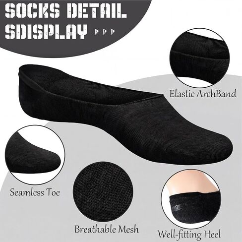 16 Pairs Mens No Show Socks Non Slip Low Cut Cotton Socks Casual Invisible Thin Sock for Loafer Flat Boat in Kuwait