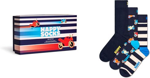 مجموعة هدايا Happy Socks مكونة من 3 جوارب باللون الأزرق الداكن، مقاس S/M in Kuwait