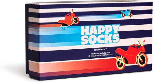 مجموعة هدايا Happy Socks مكونة من 3 جوارب باللون الأزرق الداكن، مقاس S/M in Kuwait