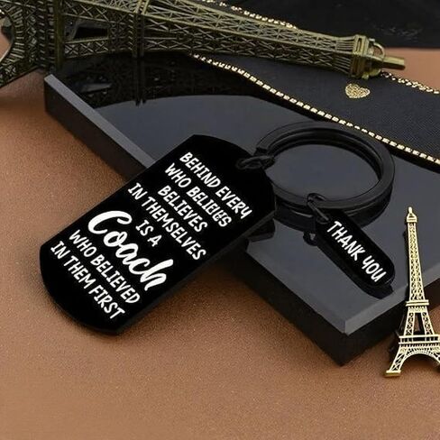 Keychains Gifts Coach Appreciation Gift Thank You Keychain Gift for Hockey Baseball Soccer Football Volleyball Team Fitness Instructor Valentine's Day Keyring (Black) in Saudi Arabia