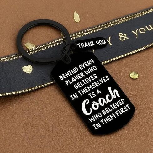 Keychains Gifts Coach Appreciation Gift Thank You Keychain Gift for Hockey Baseball Soccer Football Volleyball Team Fitness Instructor Valentine's Day Keyring (Black) in Saudi Arabia