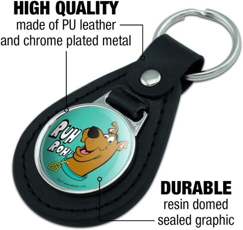 Black Leather Scooby-Doo Ruh Roh Keychain in Kuwait