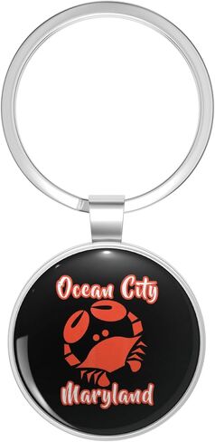Ocean City Maryland Beach Whimsy Cute Crab Metal Double Sided Key Chain Keychain in Saudi Arabia