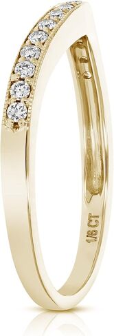 VIR JEWELS خاتم زفاف ماسي من 0.16 قيراط إلى 0.50 قيراط للنساء، خاتم زفاف ماسي دائري مموج في مجموعة شوكات ذهبية عيار 14 قيراط، مقاس 4.5-10 in Kuwait