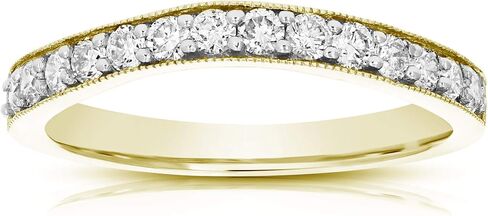 VIR JEWELS خاتم زفاف ماسي من 0.16 قيراط إلى 0.50 قيراط للنساء، خاتم زفاف ماسي دائري مموج في مجموعة شوكات ذهبية عيار 14 قيراط، مقاس 4.5-10 in Kuwait