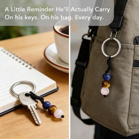 Boyfriend Crystal Keychain, Natural Gemstone Beads for Him, Cute Key Ring Charm Gift, Valentine’s Day Gift for Him in Saudi Arabia