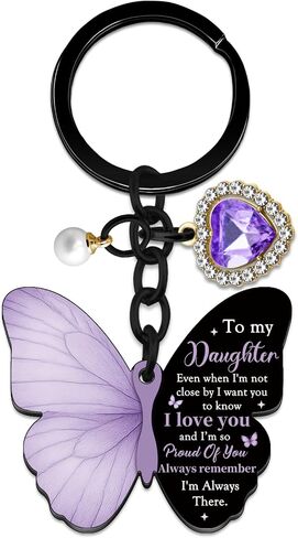 To My Daughter Keychain Cute Daughter Gifts From Mom Purple Butterfly Birthday Gift For Daughter Adult Butterfly Daughter Keychain Mother Daughter Gift Graduation Mothers Day Gifts For Daughter in Saudi Arabia