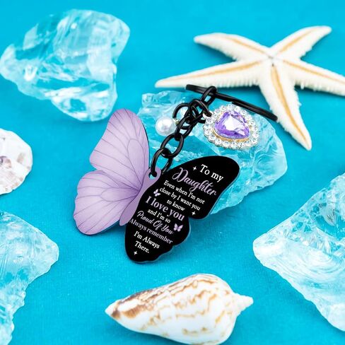 To My Daughter Keychain Cute Daughter Gifts From Mom Purple Butterfly Birthday Gift For Daughter Adult Butterfly Daughter Keychain Mother Daughter Gift Graduation Mothers Day Gifts For Daughter in Saudi Arabia