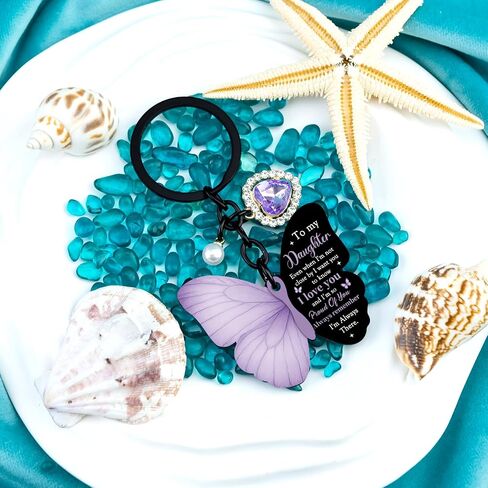 To My Daughter Keychain Cute Daughter Gifts From Mom Purple Butterfly Birthday Gift For Daughter Adult Butterfly Daughter Keychain Mother Daughter Gift Graduation Mothers Day Gifts For Daughter in Saudi Arabia