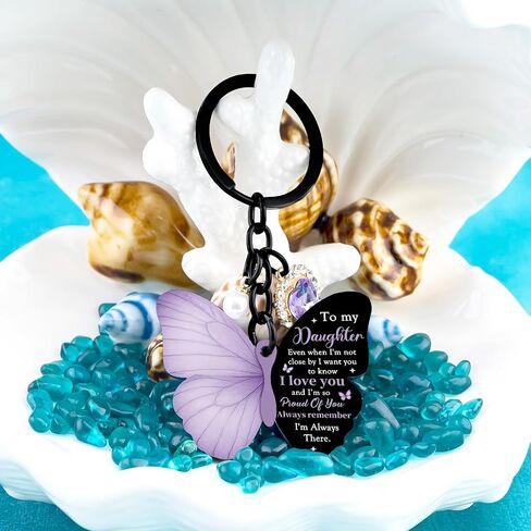 To My Daughter Keychain Cute Daughter Gifts From Mom Purple Butterfly Birthday Gift For Daughter Adult Butterfly Daughter Keychain Mother Daughter Gift Graduation Mothers Day Gifts For Daughter in Saudi Arabia
