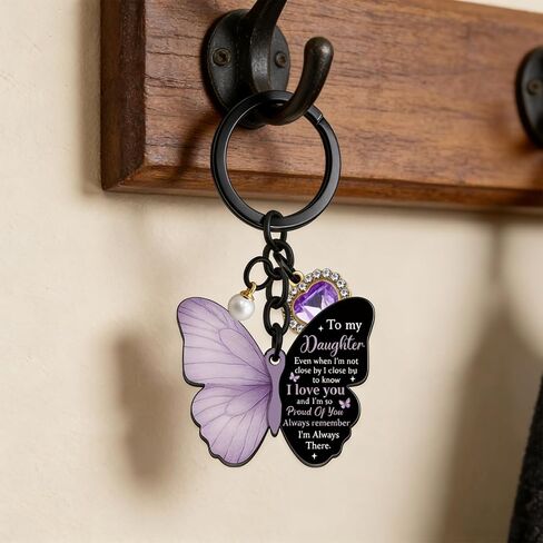 To My Daughter Keychain Cute Daughter Gifts From Mom Purple Butterfly Birthday Gift For Daughter Adult Butterfly Daughter Keychain Mother Daughter Gift Graduation Mothers Day Gifts For Daughter in Saudi Arabia