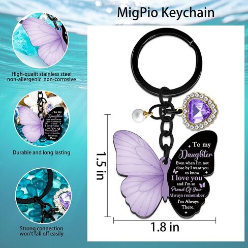 To My Daughter Keychain Cute Daughter Gifts From Mom Purple Butterfly Birthday Gift For Daughter Adult Butterfly Daughter Keychain Mother Daughter Gift Graduation Mothers Day Gifts For Daughter in Saudi Arabia