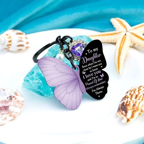 To My Daughter Keychain Cute Daughter Gifts From Mom Purple Butterfly Birthday Gift For Daughter Adult Butterfly Daughter Keychain Mother Daughter Gift Graduation Mothers Day Gifts For Daughter in Saudi Arabia