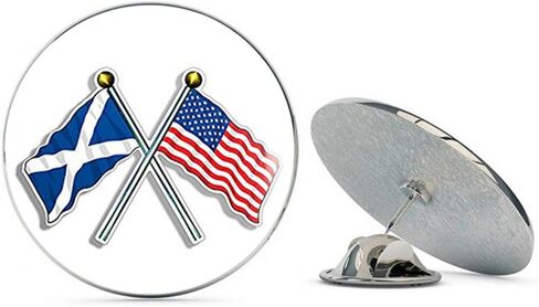 USA and Scotland Waving Flags-on Poles (American Scottish) Metal 0.75" Lapel Hat Pin Tie Tack Pinback in Kuwait