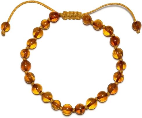 8 Year Old Girl Birthday Gift - Adjustable Baltic Amber Bracelet for Girls - Genuine Beaded Jewelry Gifts for 8 Year Old Girls - Handmade Happy Birthday Bracelets - Cognac Color, Polished Beads in Saudi Arabia