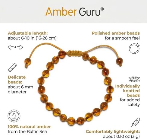 8 Year Old Girl Birthday Gift - Adjustable Baltic Amber Bracelet for Girls - Genuine Beaded Jewelry Gifts for 8 Year Old Girls - Handmade Happy Birthday Bracelets - Cognac Color, Polished Beads in Saudi Arabia