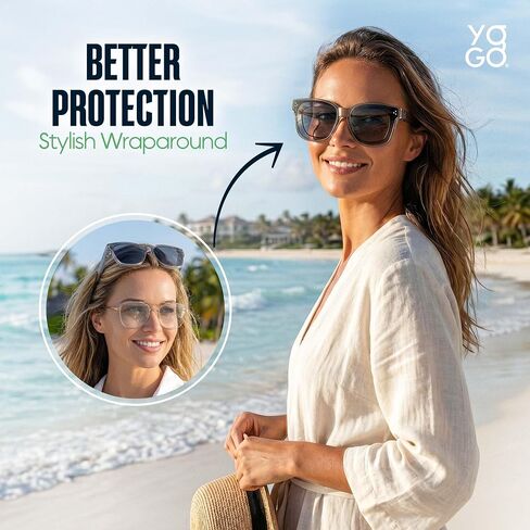 Yogo Vision Fit Over Polarized Sunglasses Over Glasses for Women Wear Over Eyeglasses Oversized Wraparound UV400 Sun Glasses in Kuwait