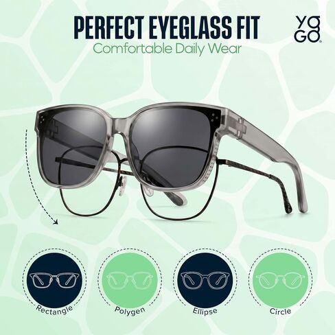 Yogo Vision Fit Over Polarized Sunglasses Over Glasses for Women Wear Over Eyeglasses Oversized Wraparound UV400 Sun Glasses in Kuwait