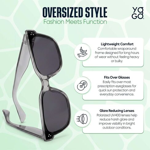 Yogo Vision Fit Over Polarized Sunglasses Over Glasses for Women Wear Over Eyeglasses Oversized Wraparound UV400 Sun Glasses in Kuwait