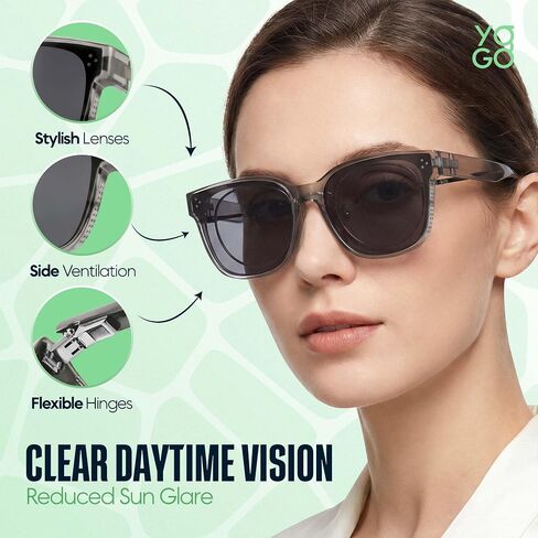 Yogo Vision Fit Over Polarized Sunglasses Over Glasses for Women Wear Over Eyeglasses Oversized Wraparound UV400 Sun Glasses in Kuwait