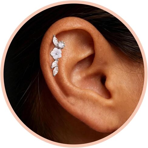 Cartilage Earrings for Women Hypoallergenic - 925 Sterling Silver Post Helix Tragus Conch Piercing Jewelry Flat Back Stud Earring for Sensitive Ears Climbers Earrings for Women 20G in Kuwait