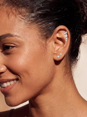 Cartilage Earrings for Women Hypoallergenic - 925 Sterling Silver Post Helix Tragus Conch Piercing Jewelry Flat Back Stud Earring for Sensitive Ears Climbers Earrings for Women 20G in Kuwait