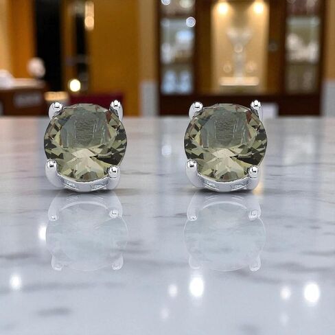 Color-Change Round Stud Earrings in 925 Sterling Silver | Turkish Diaspore Zultanite Earrings for Women | Rhodium, Gold, or Rose Gold Plated | 6x6 mm or 8x8 mm in Kuwait