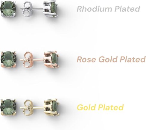 Color-Change Round Stud Earrings in 925 Sterling Silver | Turkish Diaspore Zultanite Earrings for Women | Rhodium, Gold, or Rose Gold Plated | 6x6 mm or 8x8 mm in Kuwait