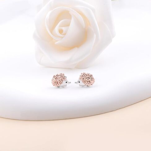Hedgehog Stud Earrings for Women - 925 Sterling Silver Cute Hedgehog Jewelry Gifts for Hedgehogs Lovers Animal Stud Earring for Birthday in Saudi Arabia