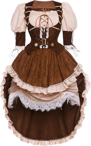 Vibison Womens Victorian Steampunk Corset Dresses Medieval Renaissance Halloween Outfit in Saudi Arabia