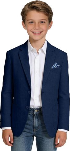 Linen Blazers for Boys Casual Suits Jackets Linen Sports Coats for Kids Summer Blazers for School Wedding in Saudi Arabia