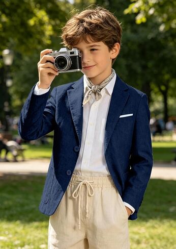 Linen Blazers for Boys Casual Suits Jackets Linen Sports Coats for Kids Summer Blazers for School Wedding in Saudi Arabia