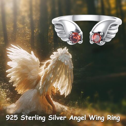 Angel Wing Ring S925 Sterling Silver Adjustable Wings Rings Jewelry Gifts for Women Men in Kuwait
