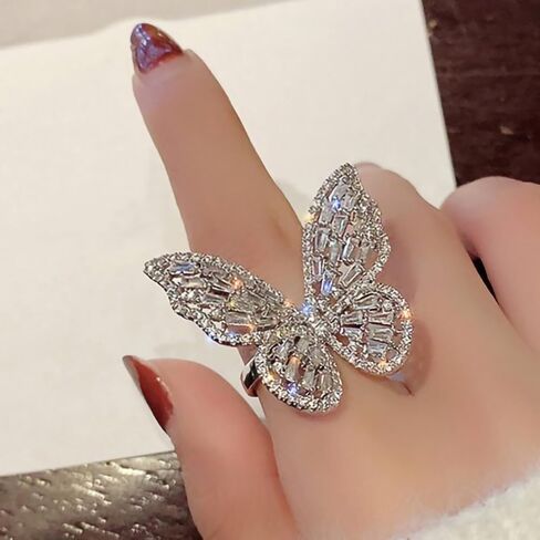 Large Butterfly CZ Full Pave Sparkling Statement Ring for Women in Kuwait