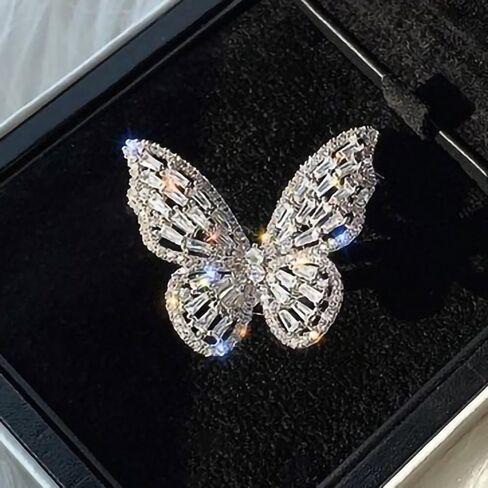 Large Butterfly CZ Full Pave Sparkling Statement Ring for Women in Kuwait
