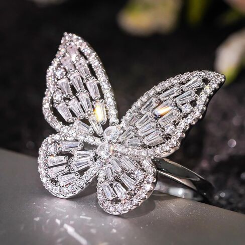 Large Butterfly CZ Full Pave Sparkling Statement Ring for Women in Kuwait