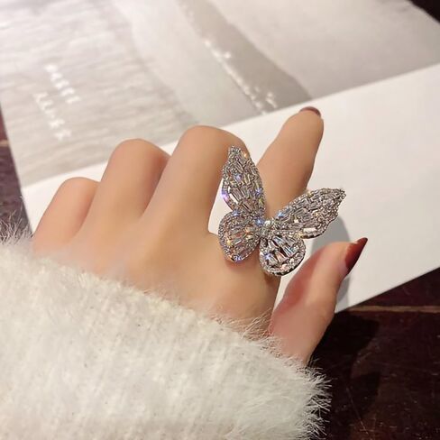 Large Butterfly CZ Full Pave Sparkling Statement Ring for Women in Kuwait