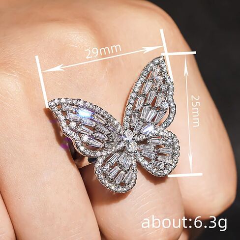 Large Butterfly CZ Full Pave Sparkling Statement Ring for Women in Kuwait